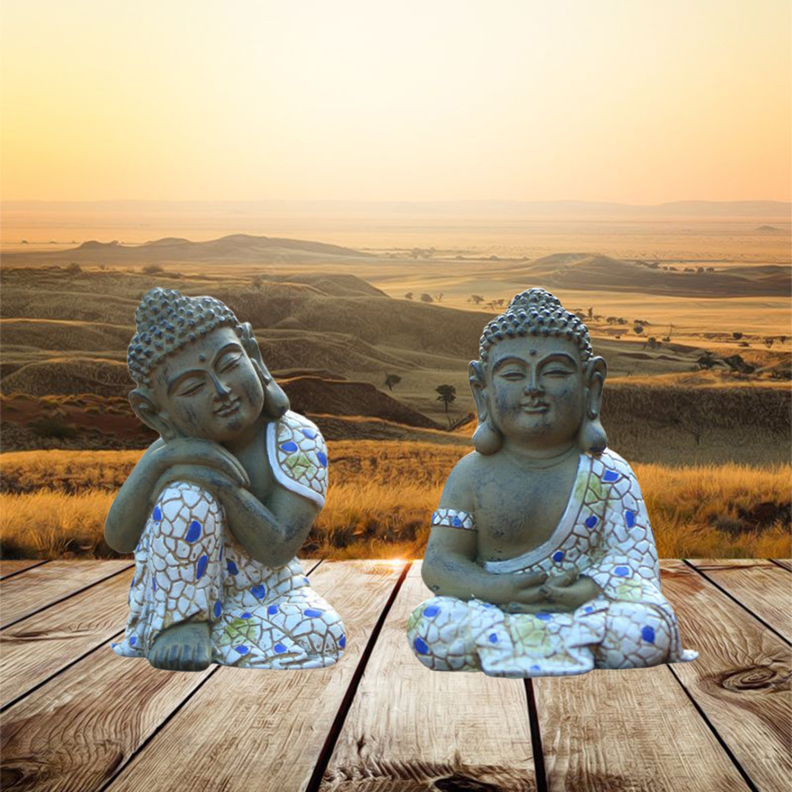 Polyresin Meditating Buddha Statue Sculpture for Garden Porch Art Decoration