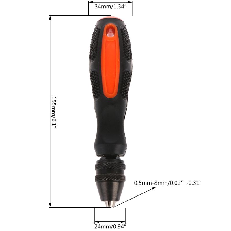 mão com mandril keyless 0.5-8mm apto broca bits chave fenda