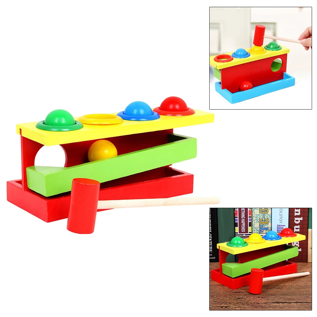 Wooden Small Hammer Baby Playing Knocking Balls Knock Ball Toys Children Montessori Early Educational Toy