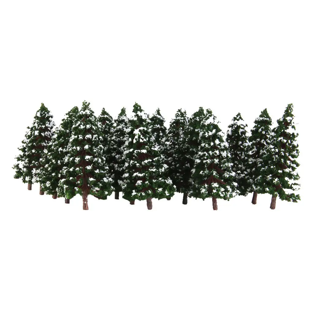 20Pc Green Model Trees Snow Park Street Sand Table Scenery Layout 1:150