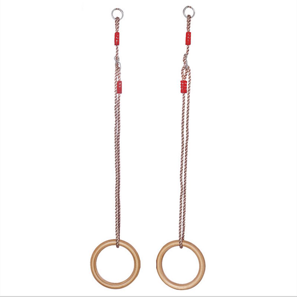 Wooden Strength Training Rings Adjustable Straps Buckles Set Fitness Tool