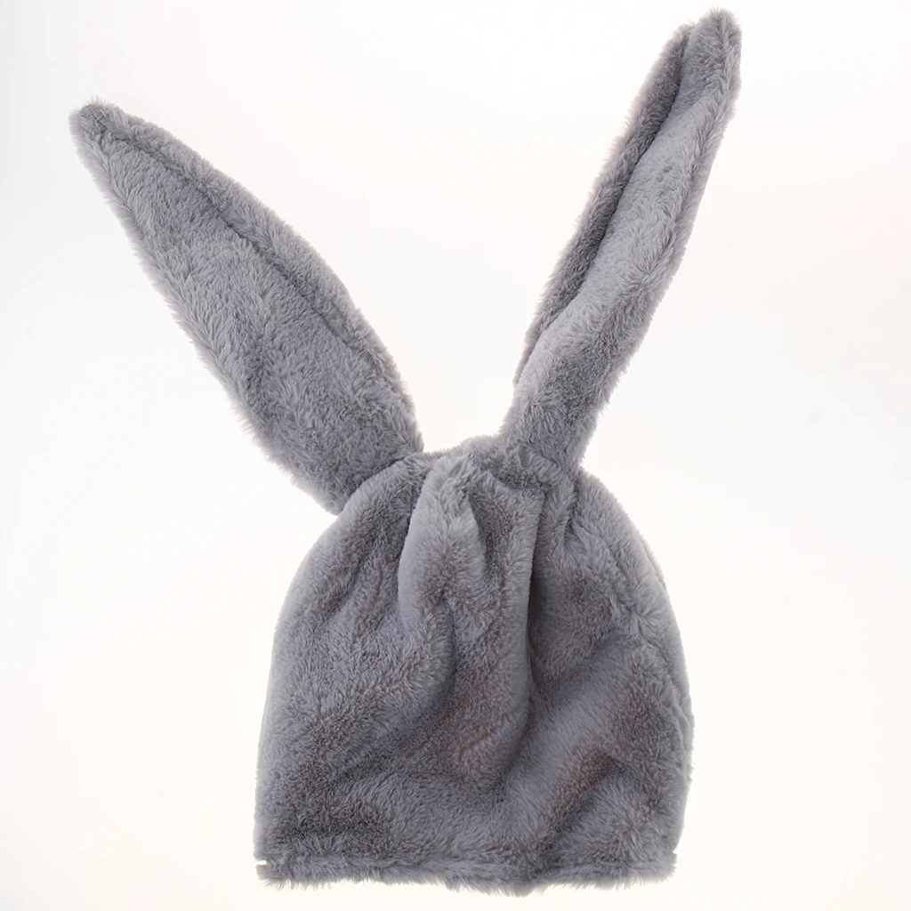 Women Girls Lovely Soft Plush Flu ffy Bunny Animal Hat Cap Long Ears Kid Adult