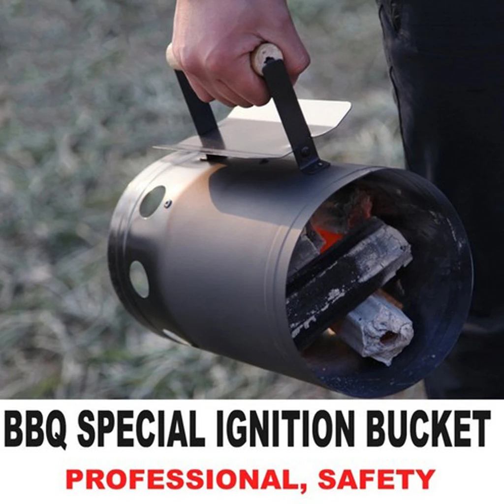 BBQ Barbecue Chimney Starter Charcoal Grill Steel  Quick 