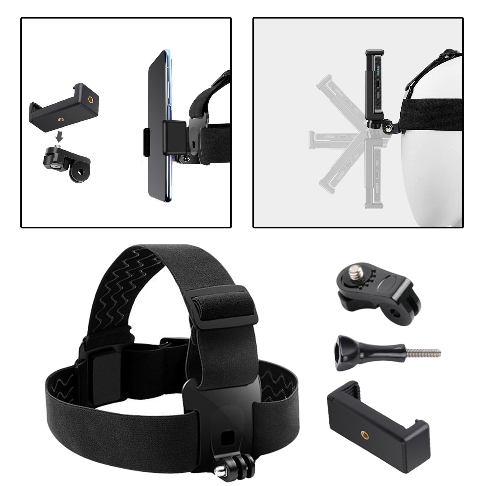 Multi-Function Adjustable Belt Cellphone Head Mount Strap Holder Harness for Action Cam/Sports Camera/Cell Phone/Smartphone