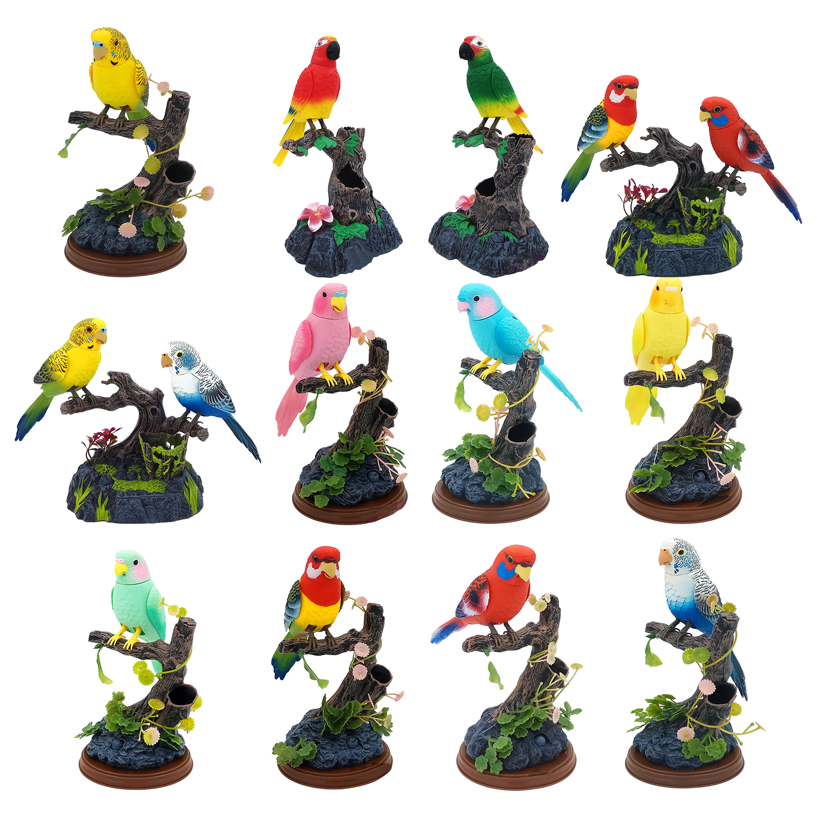 Stimulation Recording Singing Chirping Birds Toys Voice Controlled Electronic Animal Pets Office Desk Ornament