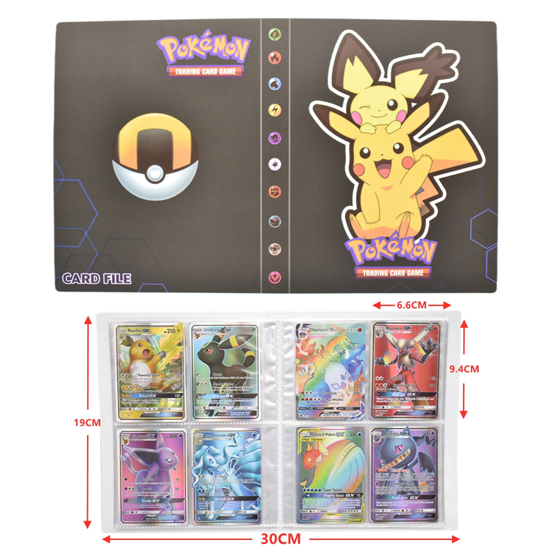 Livro de Desenho Cartão de Mapa Pasta de Jogos Suporte de Bolso Lista de Enchimento Presente para Crianças Álbum Pokémon Peças Animado Vmax gx 9 240 6 vmax gx 9, suporte de bolso, lista