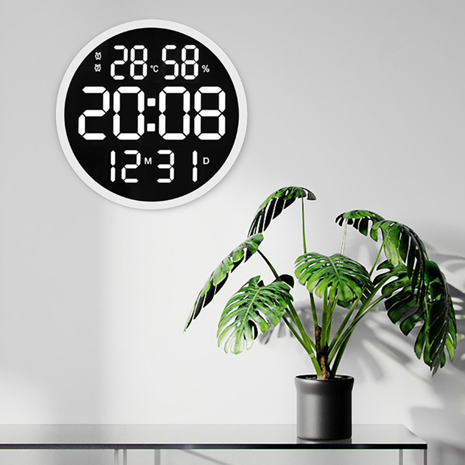 LED Wall Clock Luminous Large Clock Mute Digital Temperature And Humidity Electronic Clock Modern Design Living Room Decoration