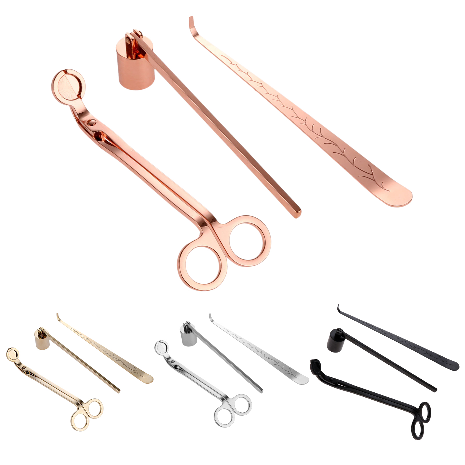 3pcs/set Candle Snuffer Trimmer Hook Stainless Steel candle scissors Wicks Dipper 4 Colors Candle Accessories