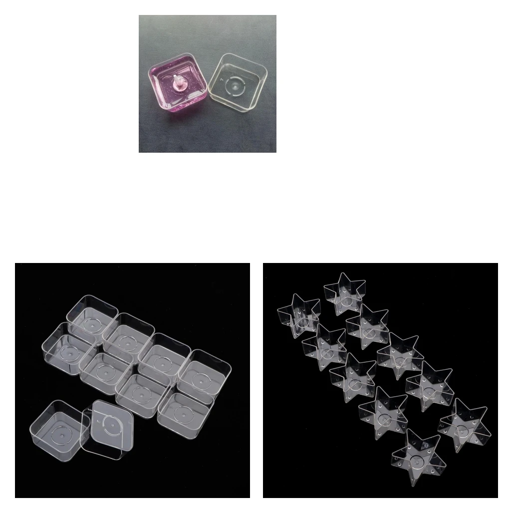 10x Square Star Clear Plastic Tealight Cup Holder Candle Container