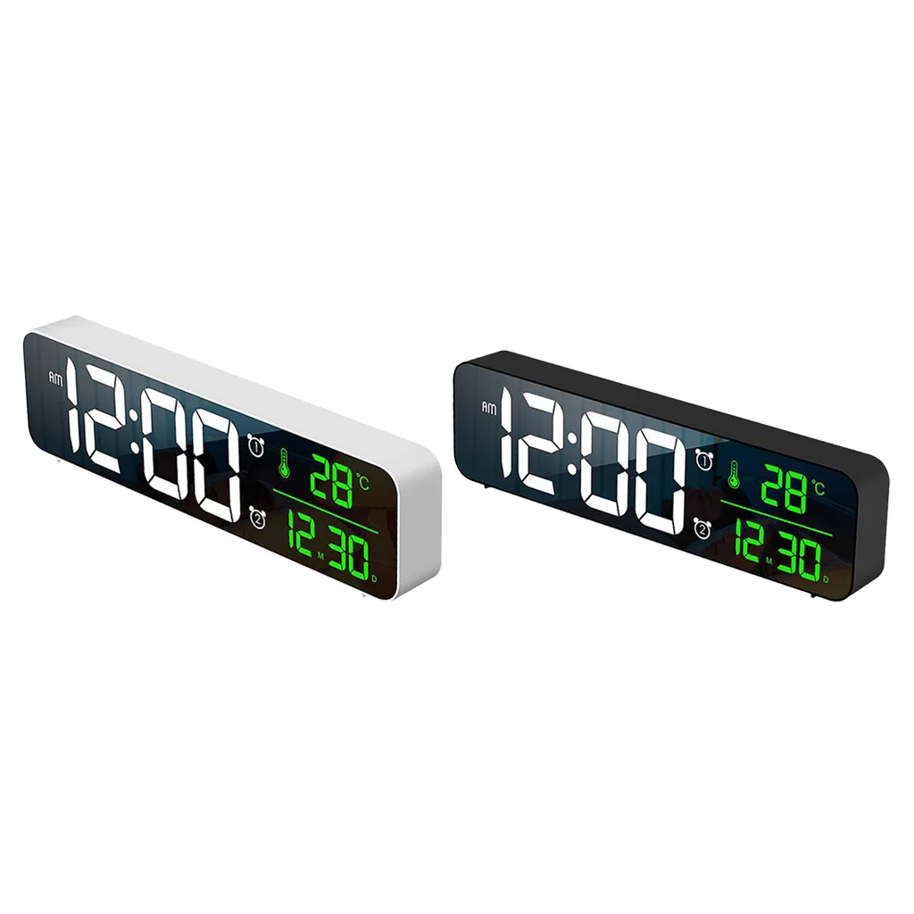 Alarm Clock Temp & Date Calendar Wall Clock 5 Levels Brightness Home Bedroom Table Decoration Gift for Friends