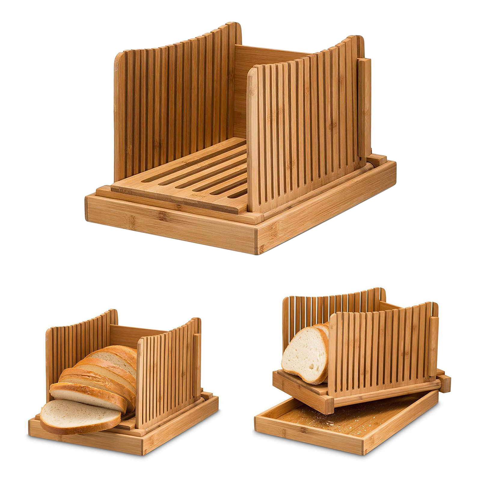 Bamboo Bread Slicer Bread Cutter Made of 100% Bamboo Wood, Bread Cutter Machine