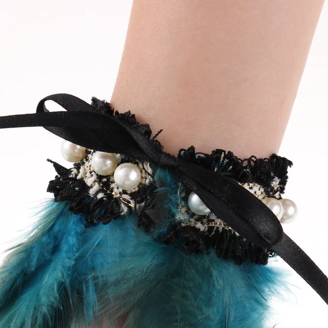  Puños de plumas, 1 par de pulseras de plumas vintage, pulseras  de encaje de plumas para mujer, disfraz de Halloween, fiesta de cosplay :  Ropa, Zapatos y Joyería