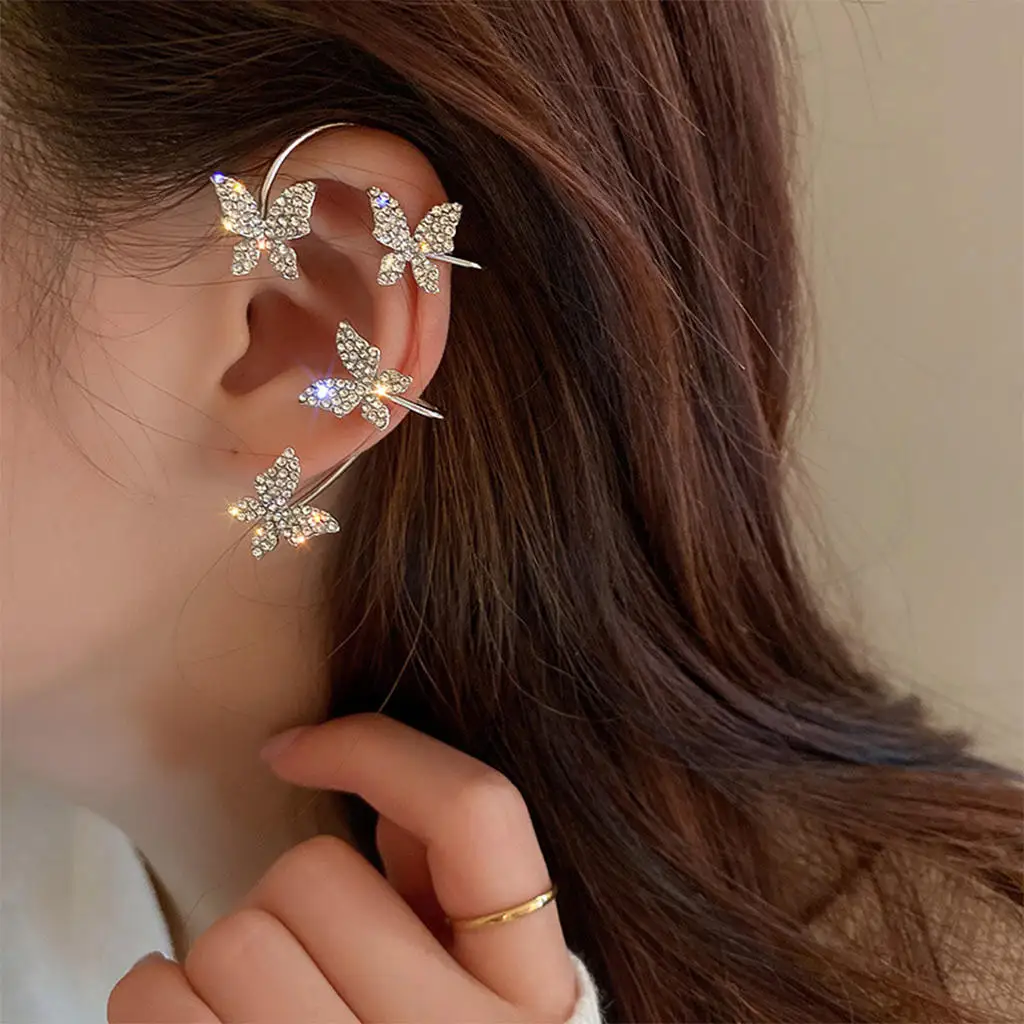 Butterfly Bone Cuff Earring Fashion Clip On Left Ear Non-Piercing Elegant for Girls Sister Lovers Jewelry Gifts Women
