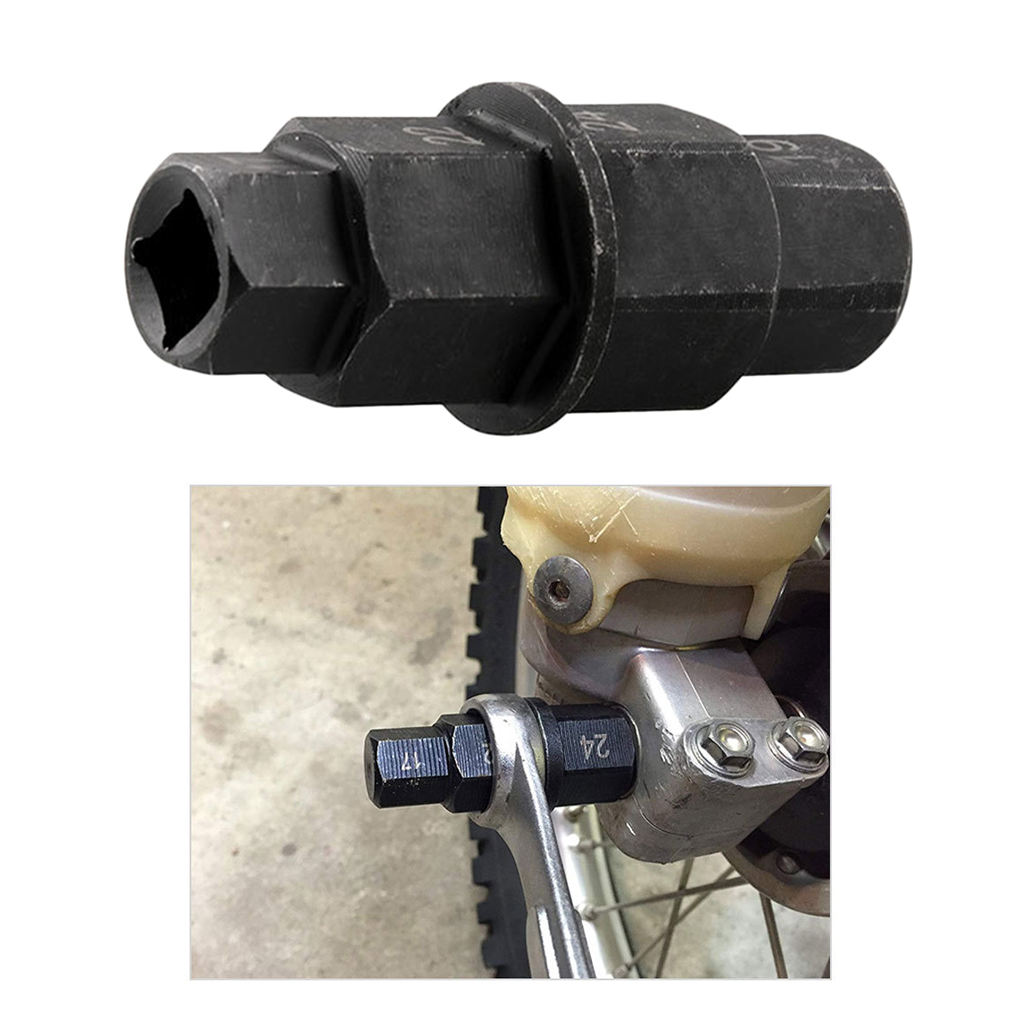 Motorcycle Front Rear Wheel Axle Hex 17-24mm Axle Hex Spindle Driver Removal Tool, Universal Fits