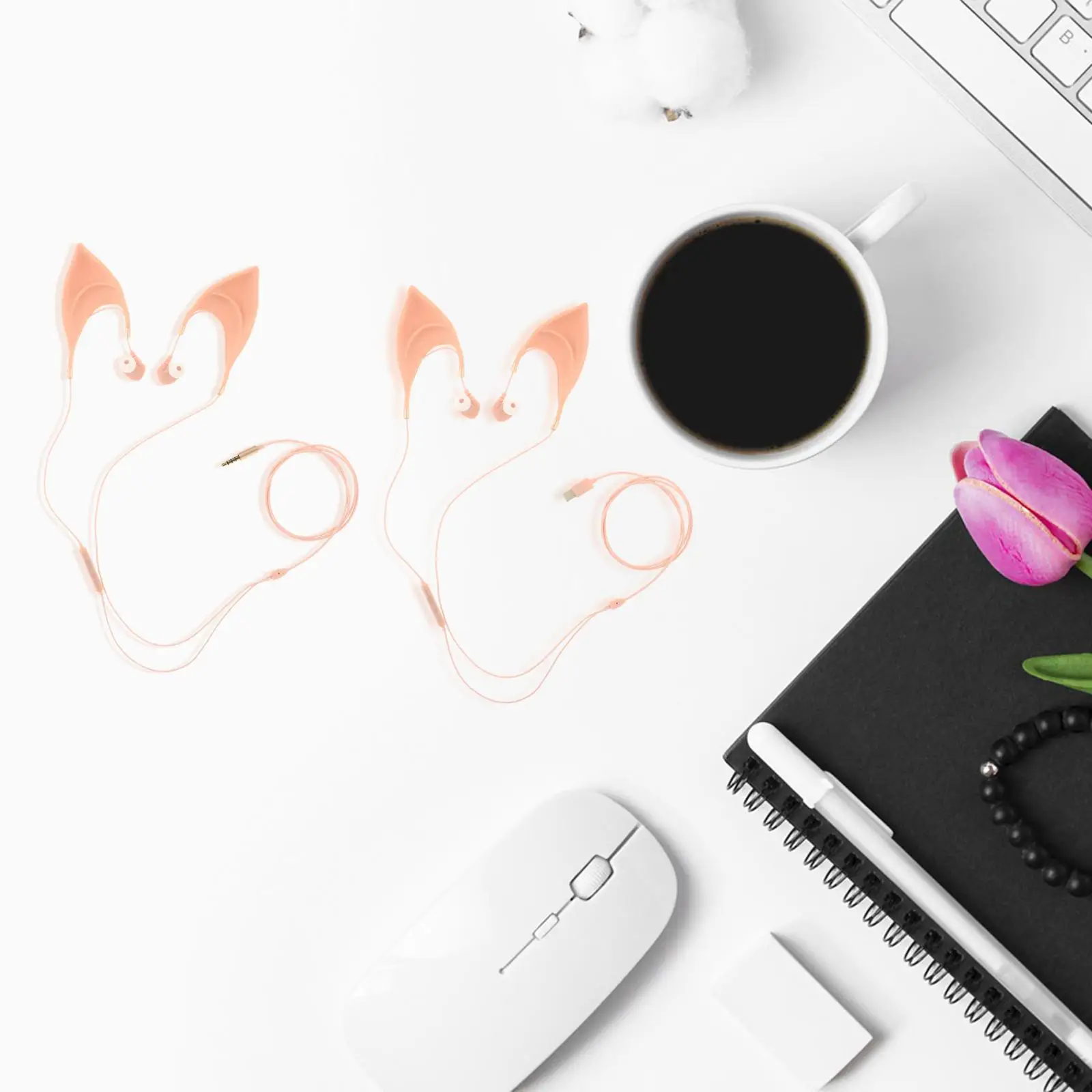 Elf Earbuds Headphones Elegant Corded Earphone Cosplay Headset with Mic Spirit Costume Accessories for Android Computer