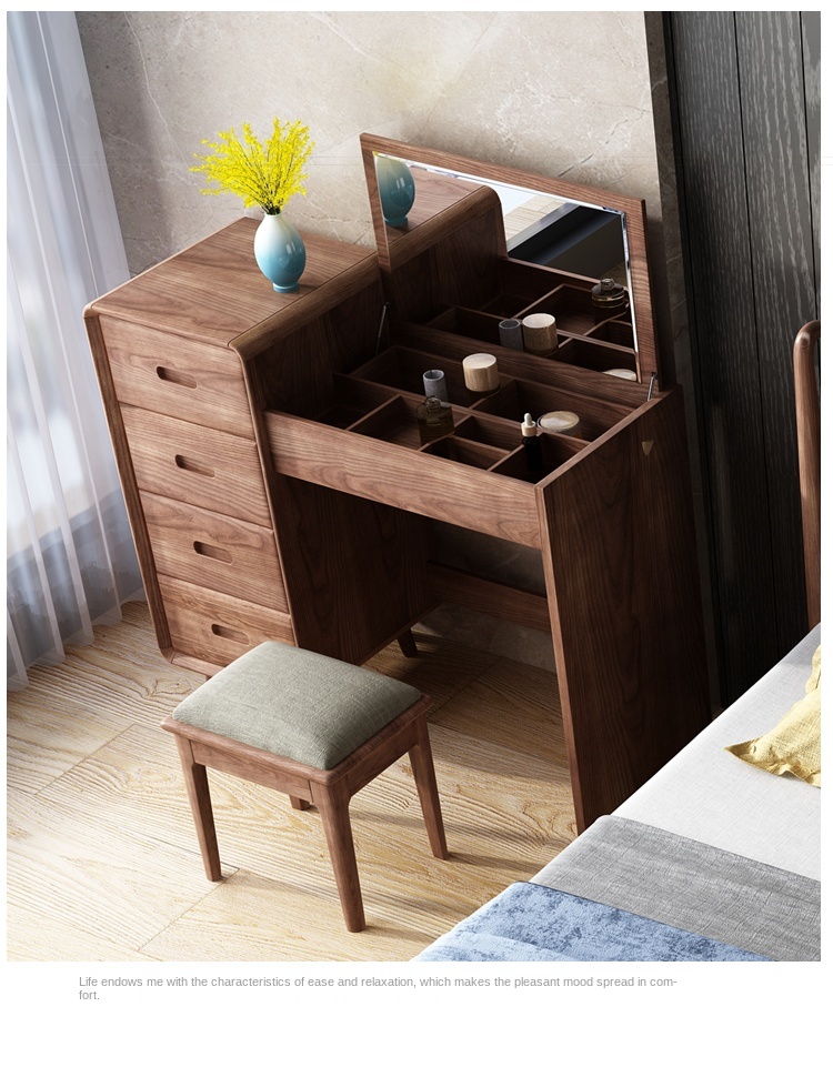 Description Picture 5 of itemSolid wood dressing table Nordic flip dresser computer storage cabinet integrated modern minimalist net red dresser