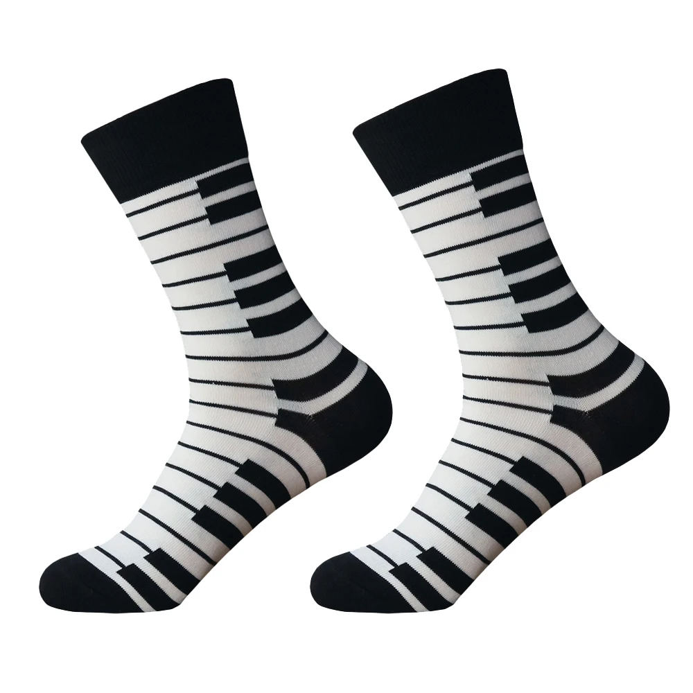 crew socks women Girl Socks Couple Gift Cotton Street White Piano Pattern Trend Fashion Socks Unique and Cool Personality Design support socks for women