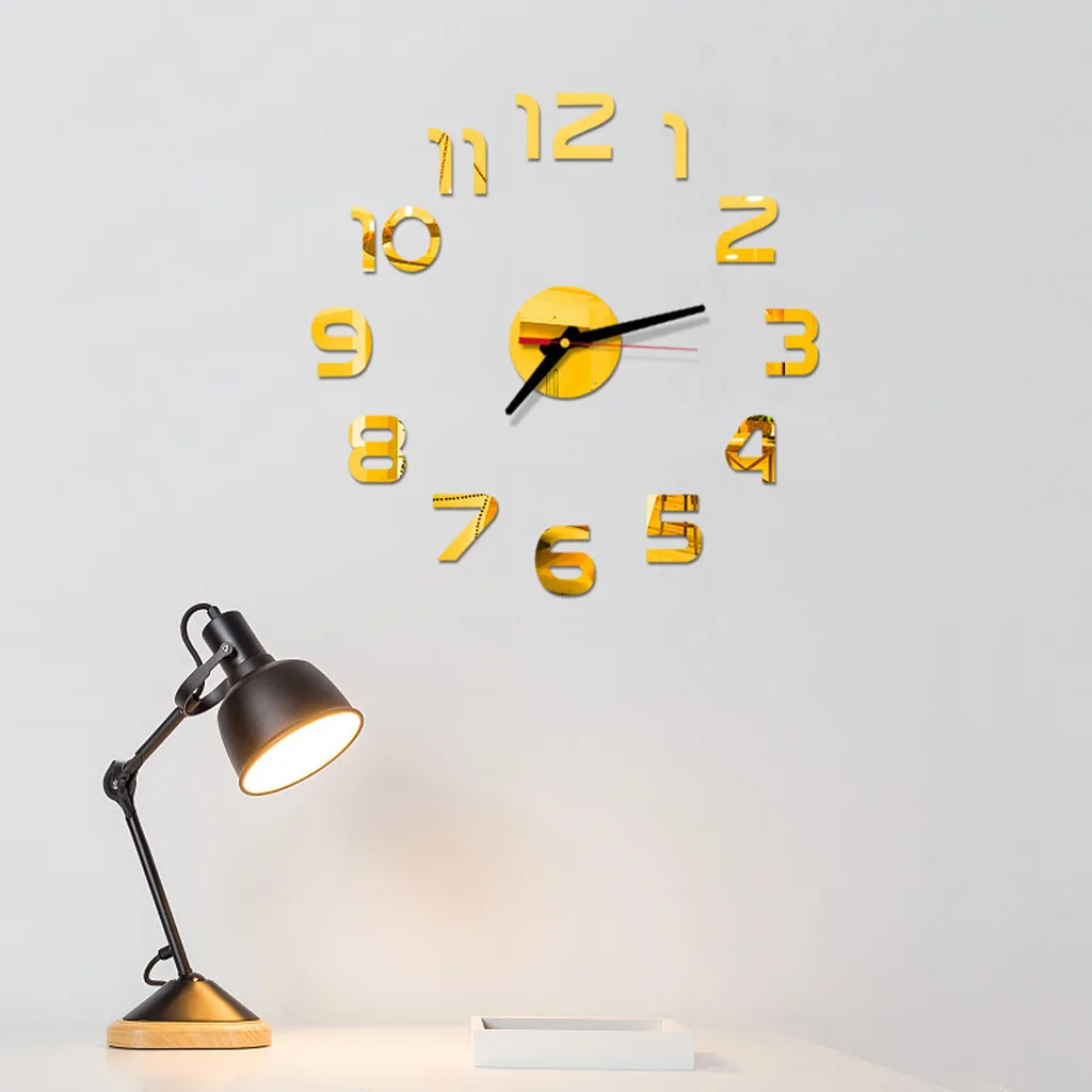 Large Wall Clock Quartz 3D DIY Big Watch Decorative Kitchen Clocks Acrylic Mirror Sticker Oversize Wall Clocks Home Decor 3d wall clock