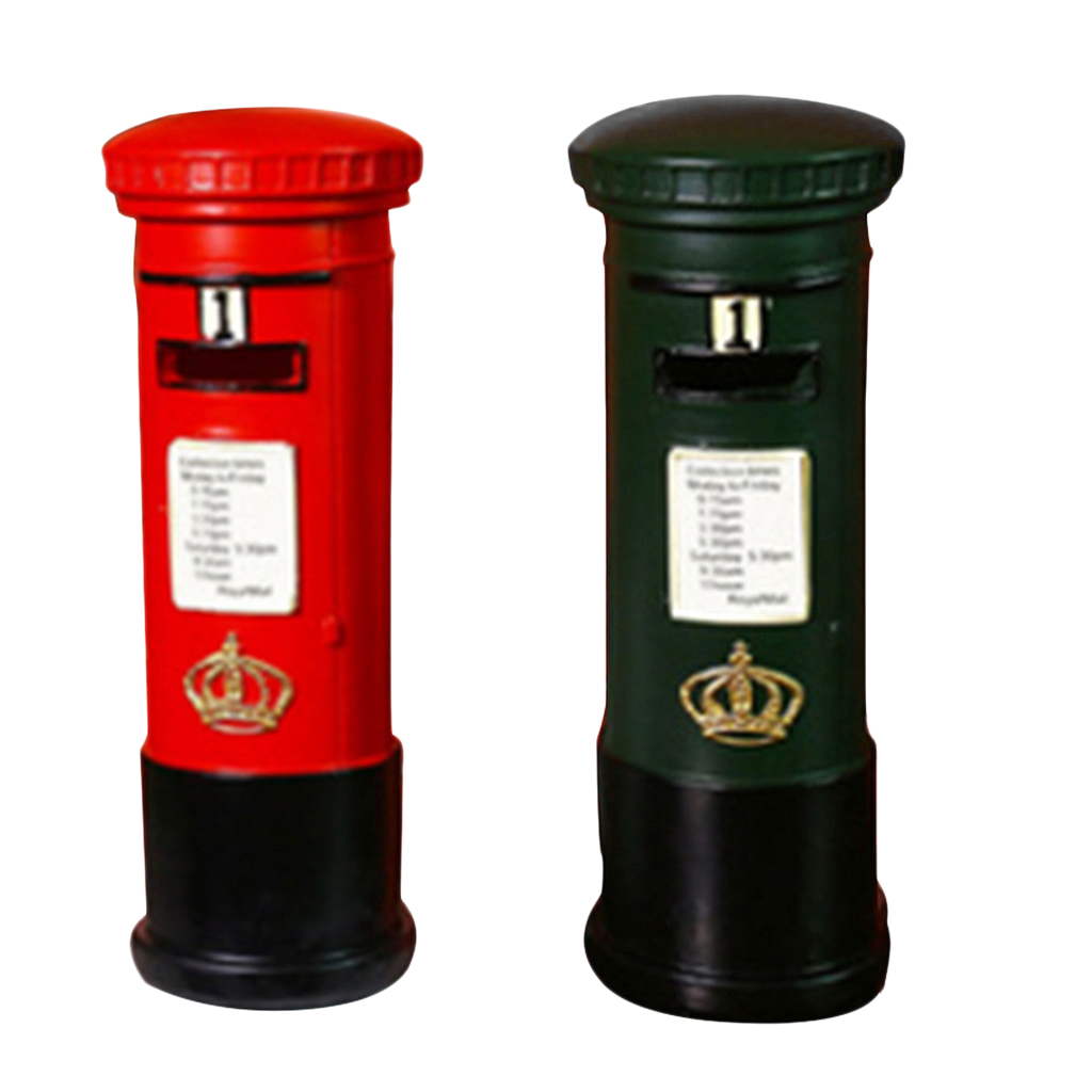 Retro Resin Mailbox Piggy Bank Postbox Figurines Money Saving Box Souvenir Gifts