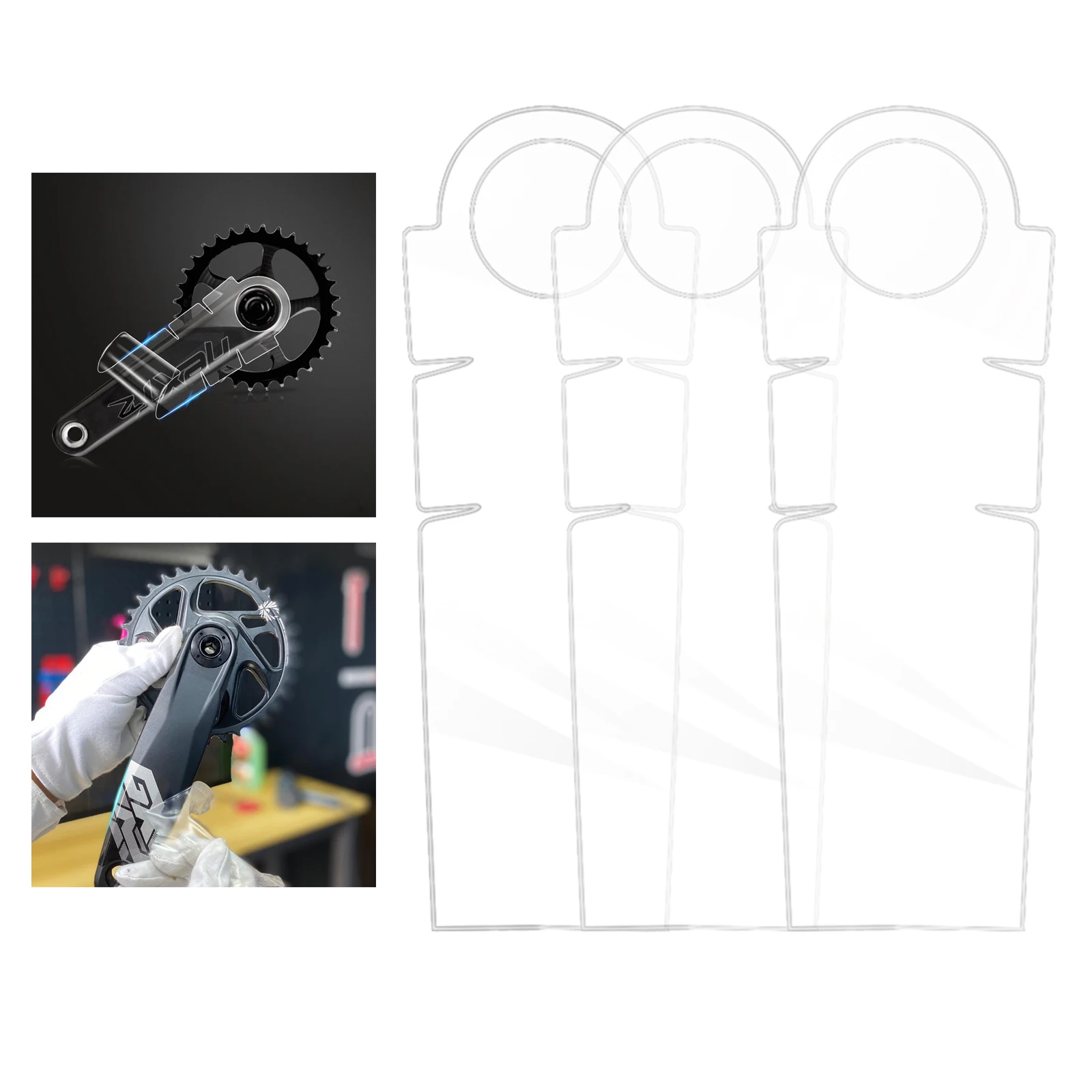 3x Clear Bike Crank Cover Crank Arms Guard Protective Film Adhesive Stickers