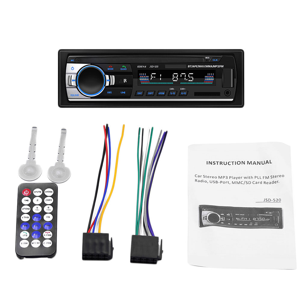 Bluetooth Car Stereo Audio  MP3 Player FM SD USB AUX In- JSD-520