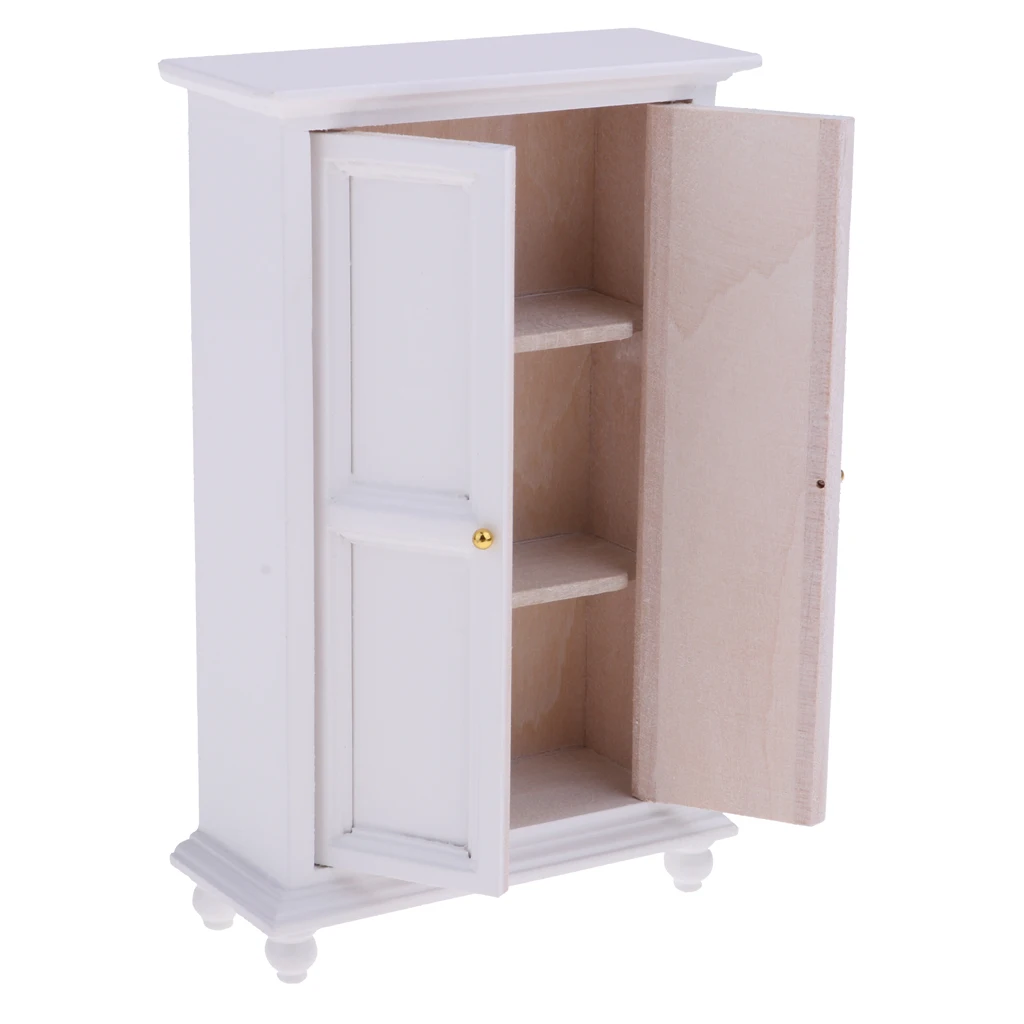 Modern Dollhouse Furniture 1/12 Scale White Closet Cabinet, for Dollhouse