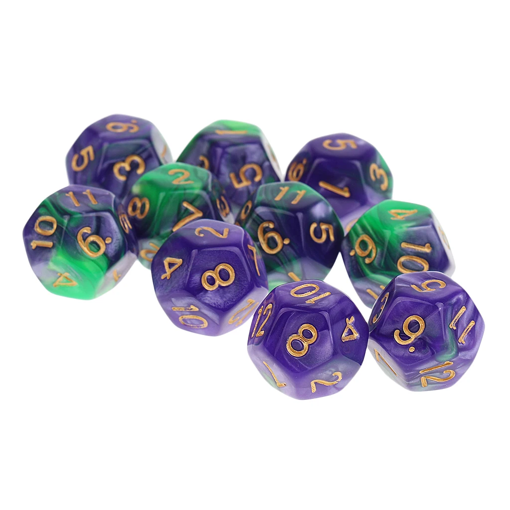 10pcs 12 Sided Dice D12 Polyhedral Dice for  Roley playing Games Dice Gift