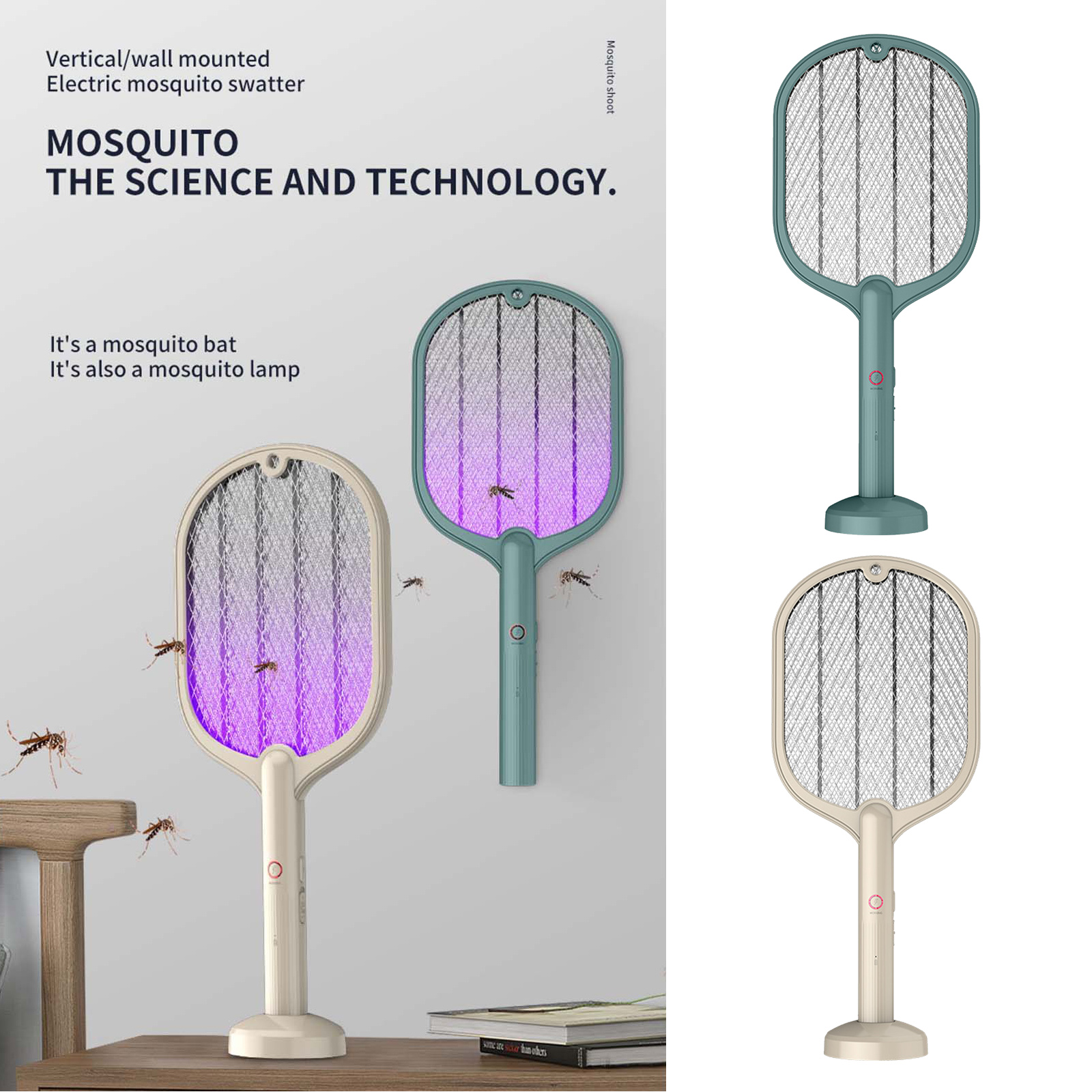 USB 2-in-1 Electronic Mosquito Swatter USB Handheld Repellent Fly Pest Insects Zapper Racket Killer