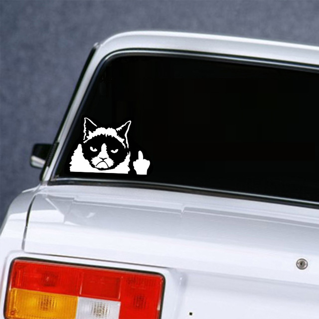 Autocollants Voiture Humour Chat Mignon - Lot De 3 Décalcomanies PVC, Déco Fenêtre, Porte, Faciles à Coller