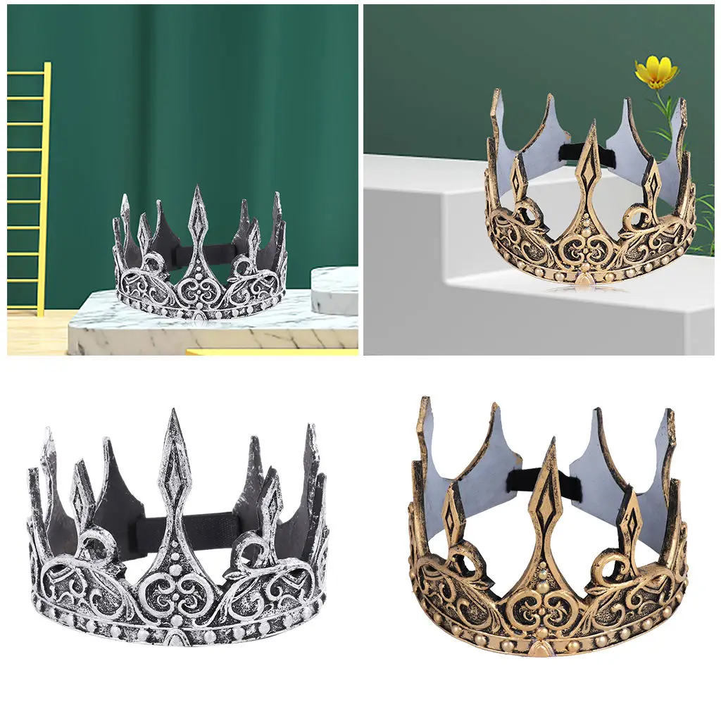 King Crown for Men Prom Party Decorations Cosplay Crown PU foam 3D softcrown headdress holidays costumes