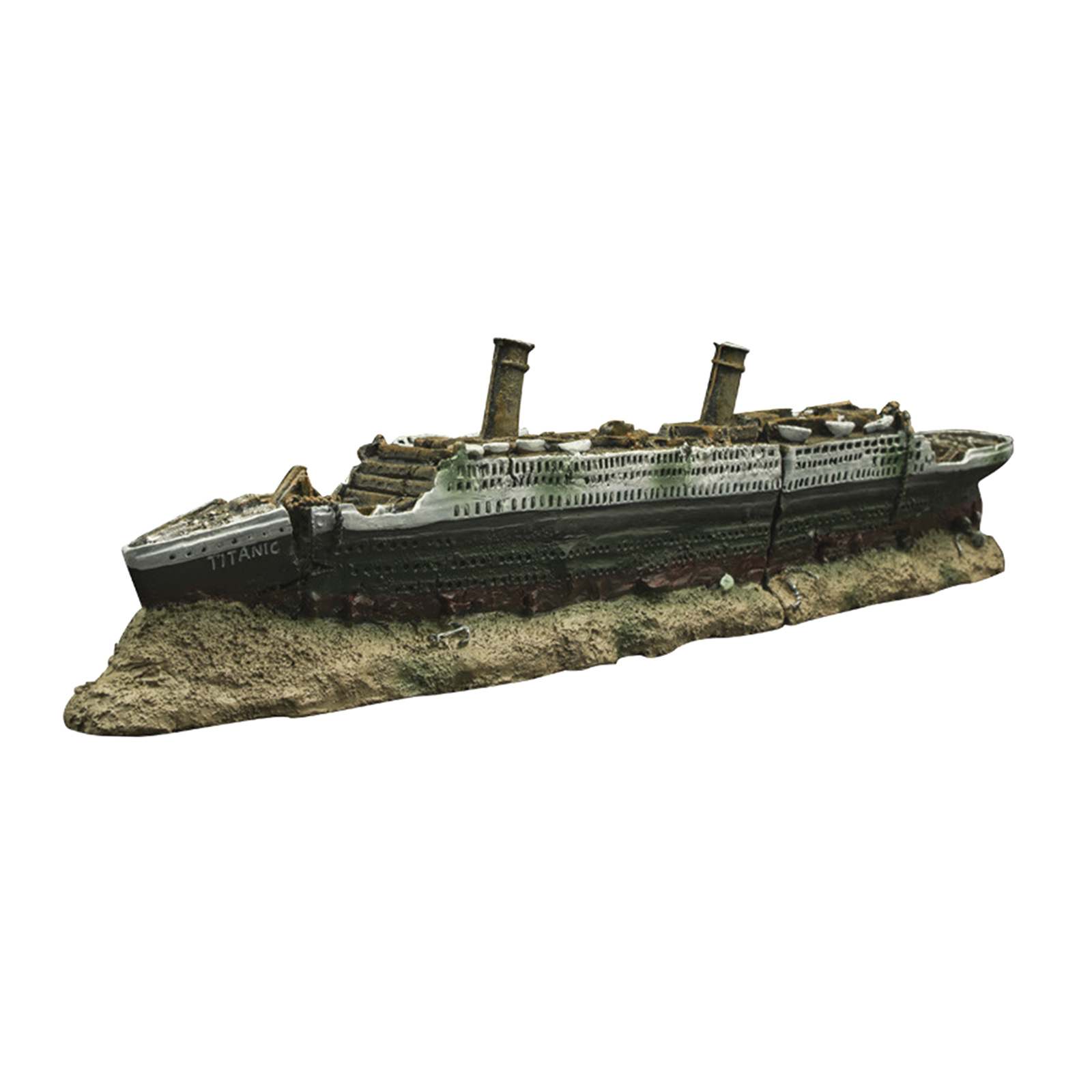 Resin Aquarium Titanic Shipwreck Aquarium Fish Tank Titanic Shipwreck Boat Ship Ornament Landscape Decorations 38x6x9cm