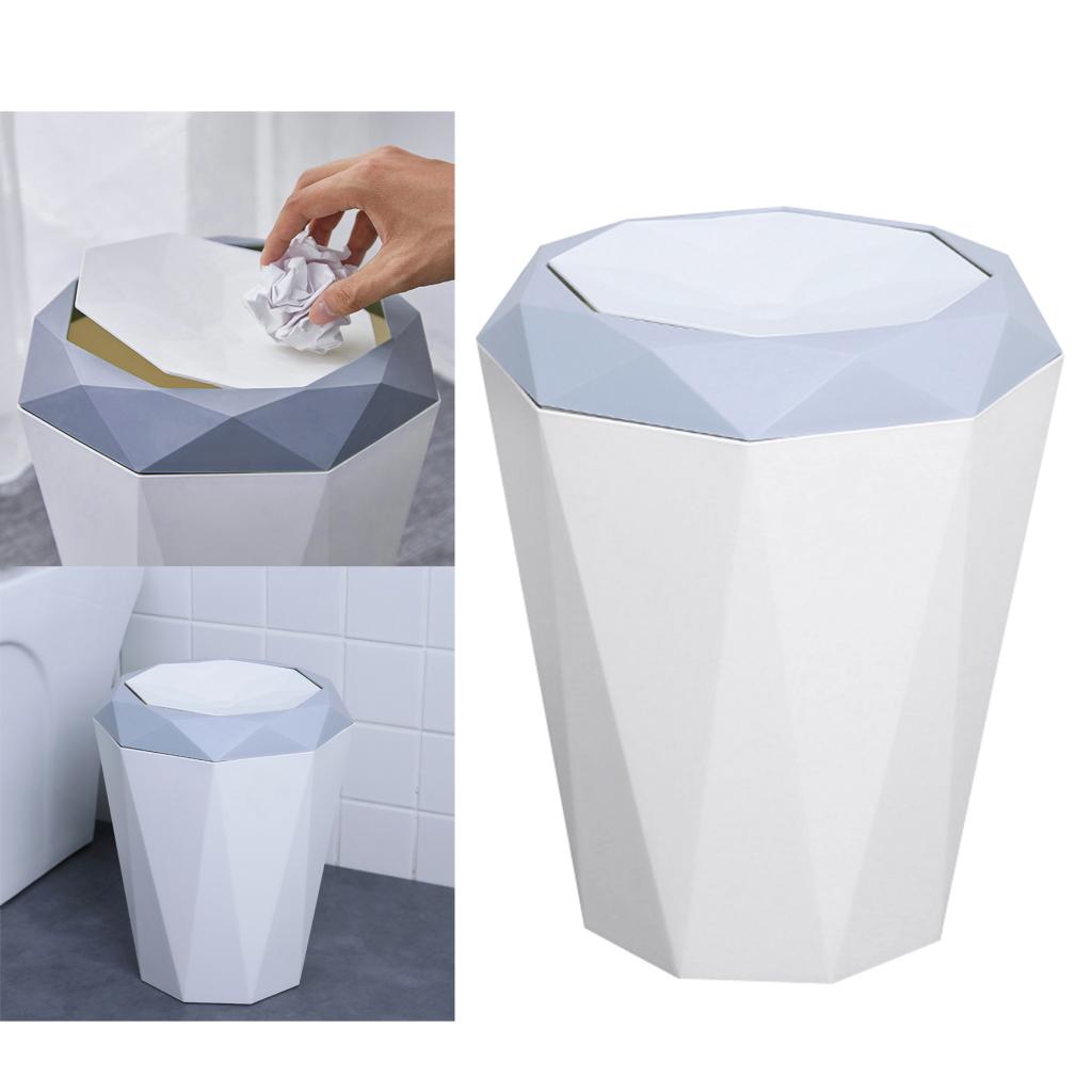 Trash Can with Lid, Trash Bin Trash with Swing Top Lid 12 L Bathroom Trash Can