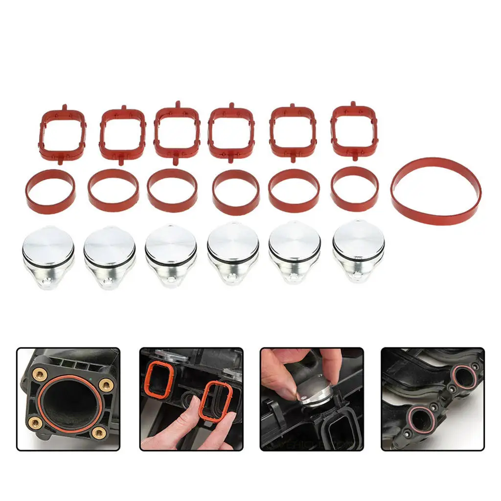 6pcs 33mm  Swirl Flap Blanking Kit With ManIfold Gasket For BMW E57 E39 E38 E53