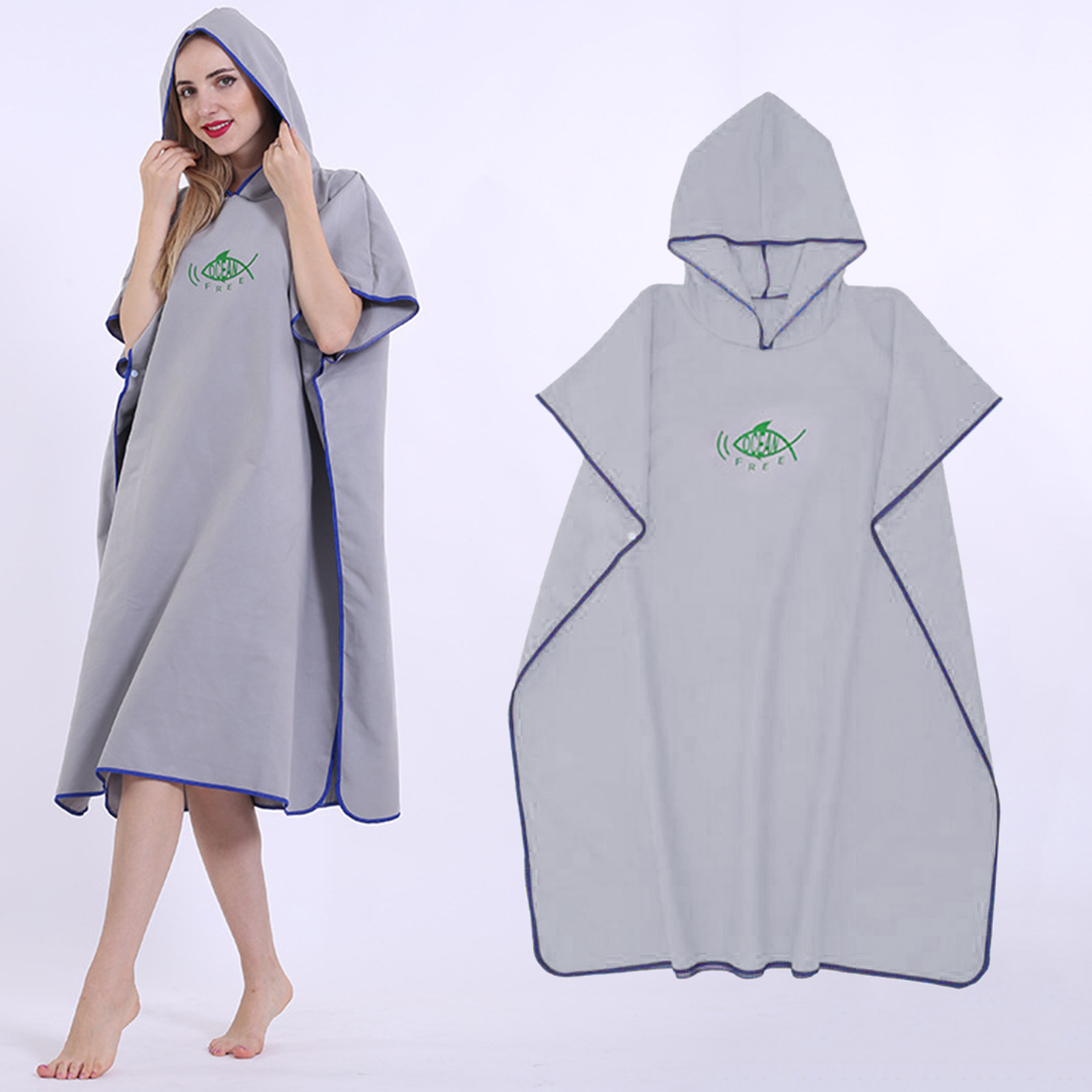 Soft Surf Poncho Adults Skin-friendly Quick-Drying Changing Robe Swimmer Beach Cloak Swimming Cape for Women Men