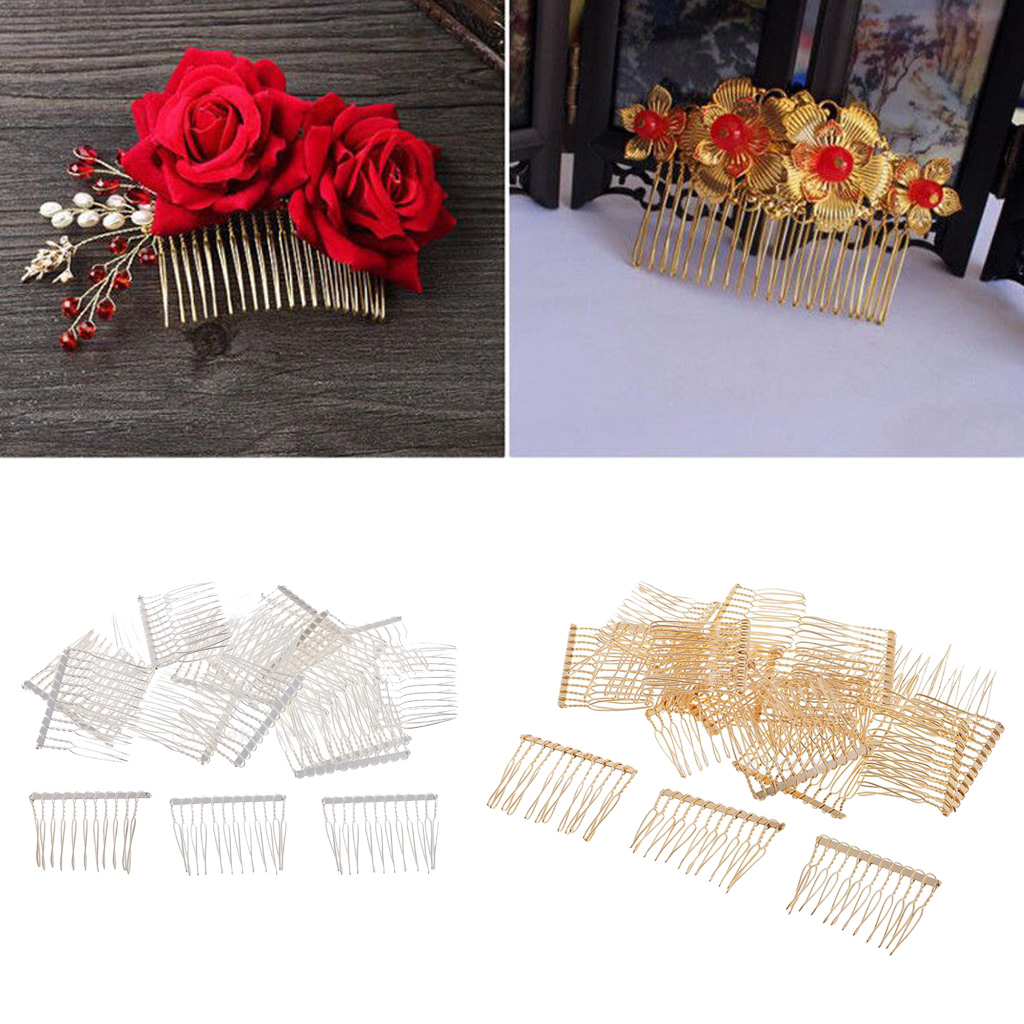 20pcs Metal Plain 12 Teeth Hair Combs Pin Slide Side Comb Headdress for
