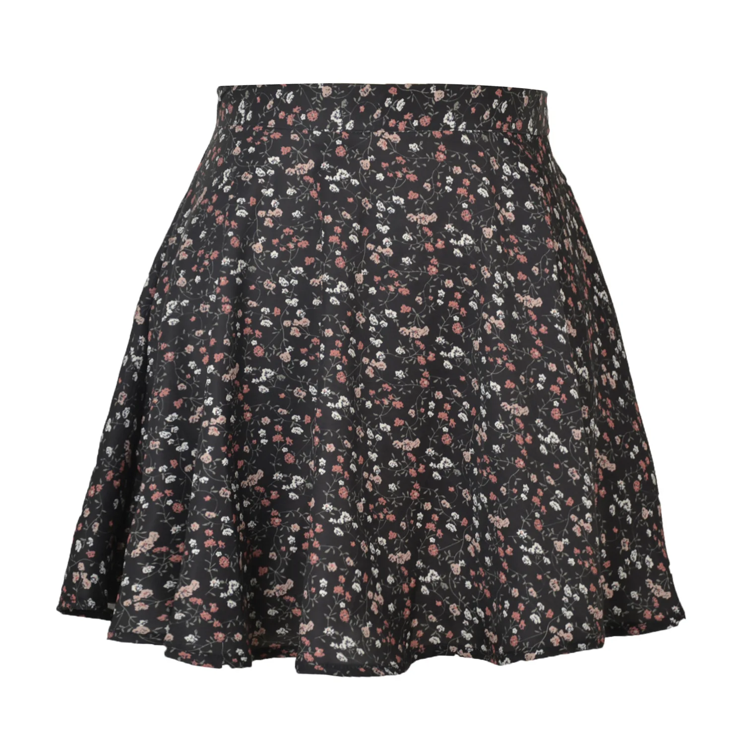 New style women's European and American floral skirt high-waist umbrella skirt invisible zipper chiffon print short skirt women tartan skirt