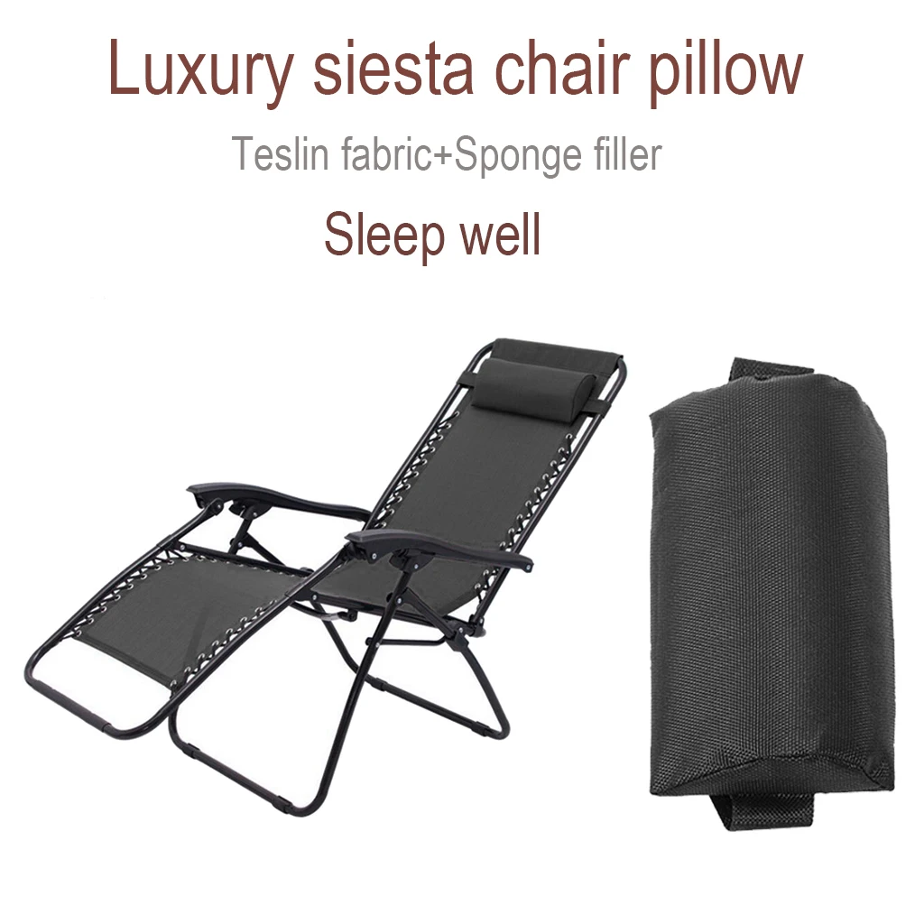 Folding Sling Chair Replacement Cloth with Head Relax Cushion & Laces for Garden Folding Recliner Lounge Patio Chair