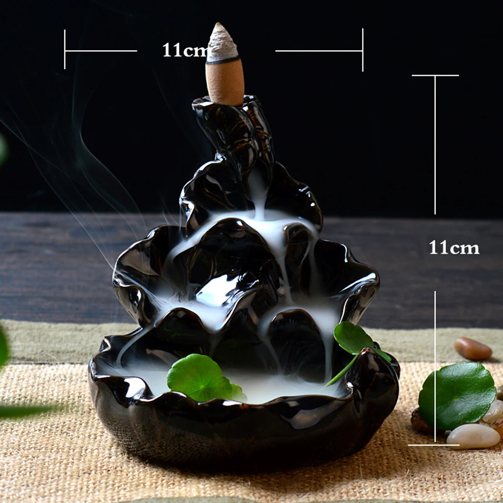 Creative Incense Burner, Backflow Incense Censer Ceramic Incense Holder with Incense Cones for Church Temple Teahouse Ornaments