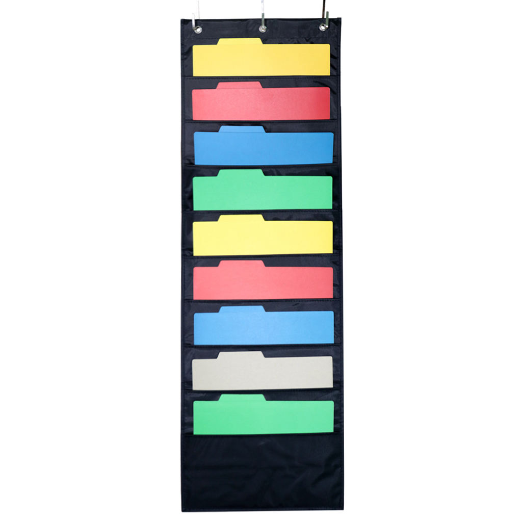 Over The Wall Hanging File Folder Organizer Storage Pocket Chart for Office Home Classroom 10 Pockets for Keeping Files Neatly