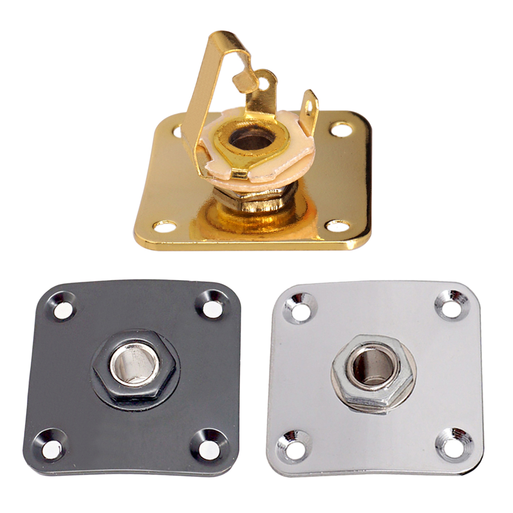 35MM*35MM Square Jack Plate Jack Socket w/ 4 PCS Mounting Screws for  Electric Guitar Parts Accessories