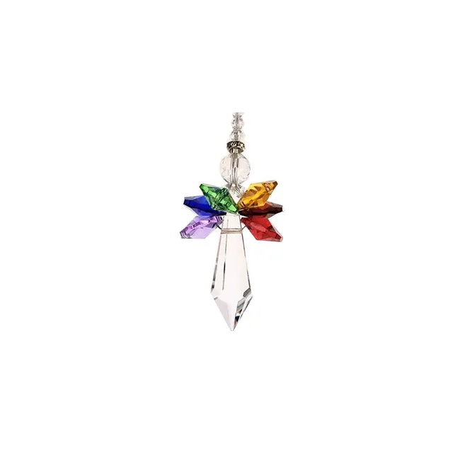 Handmade Rainbow Crystal Guardian Angel Suncatcher Charm Keys Car Decor  D0I4 