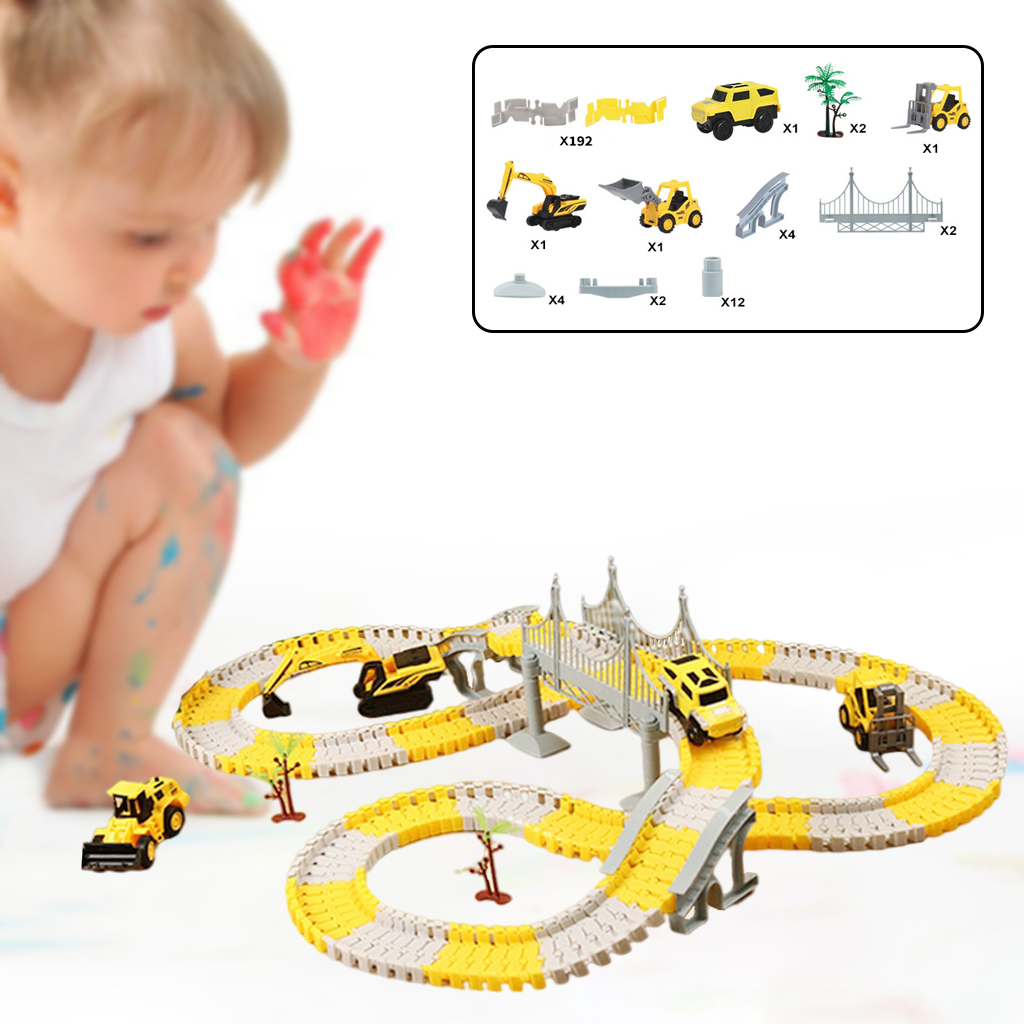 Assembly Bendable Race Track Toys Pull Back Construction Cars Playset