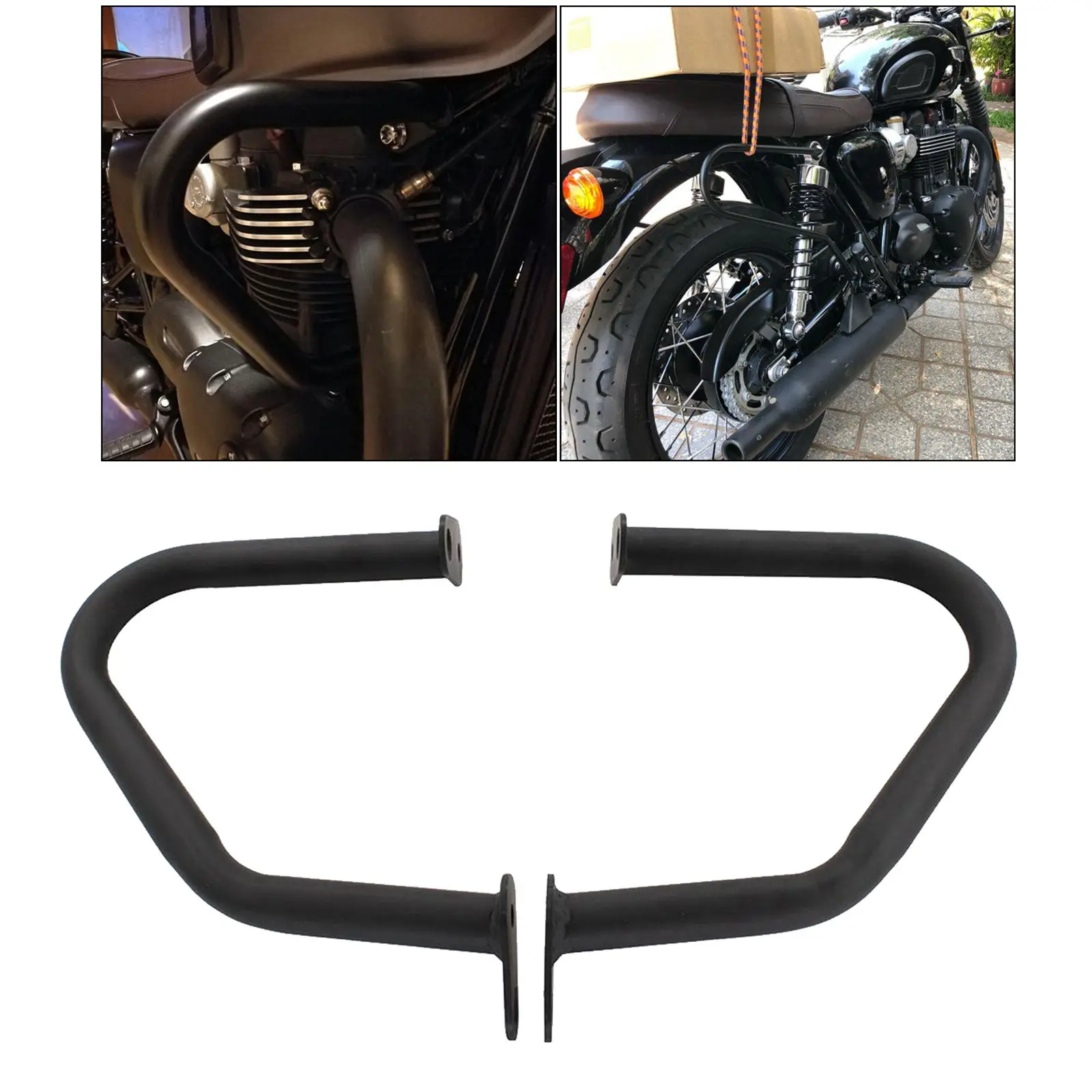 2x Black Motorcycle Engine Guard Protector Crash Bars Replacement For  Thruxton 1200 2016-2019