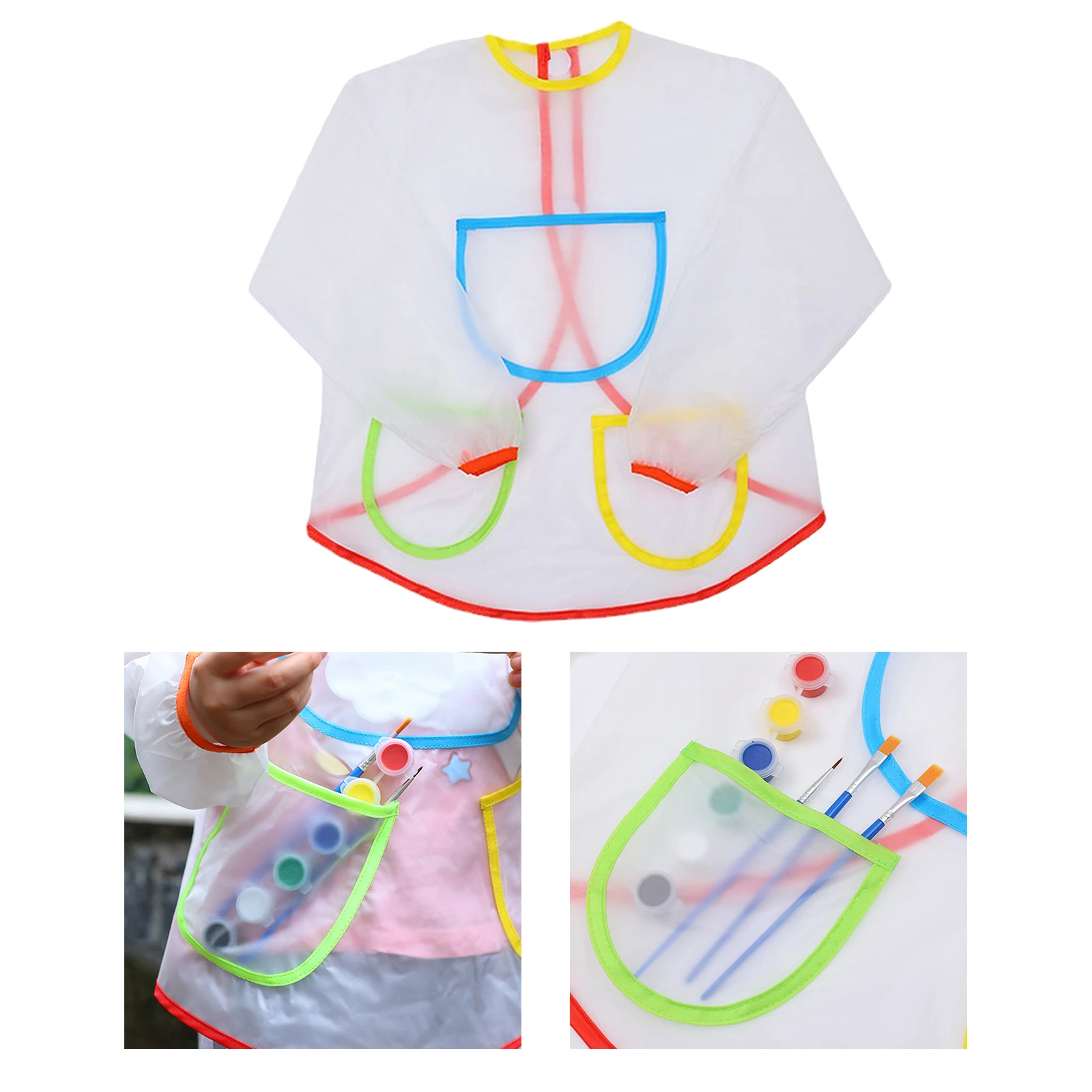 Waterproof Long Sleeve Apron Feeding Smock Bib Kids Apron Painting Drawing Coat for Children Birthday Gift