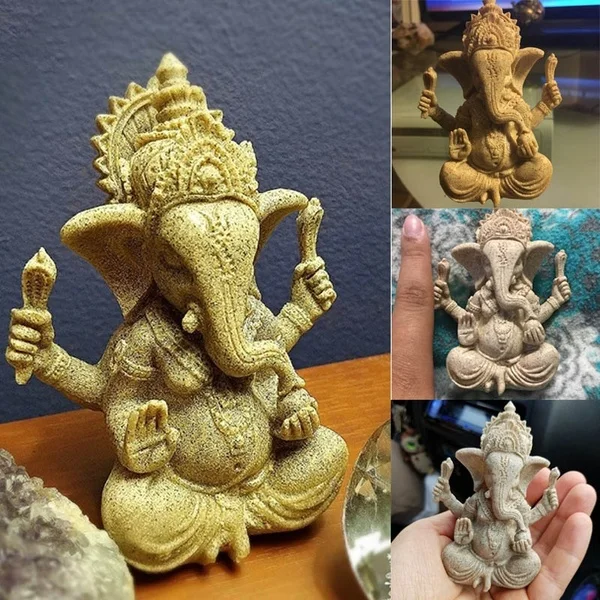 1pc Sandstone Ganesha Elephant Hand Carved Hand Carved Ornaments Figurine