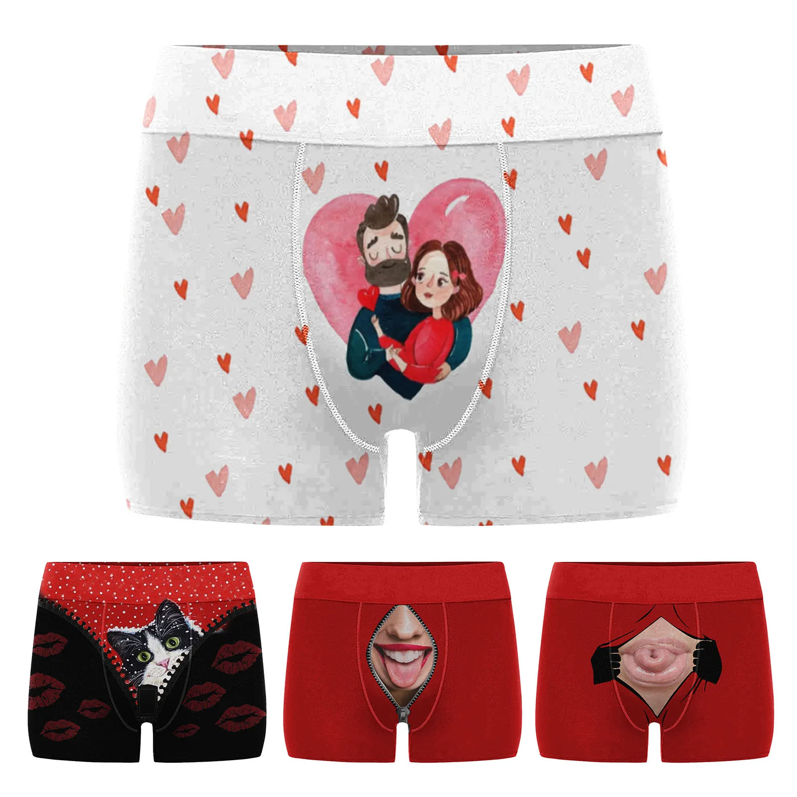 Men Women Underwear Couple Valentines Day Underwear Couple Underwear Panties  4pc size M Color RD
