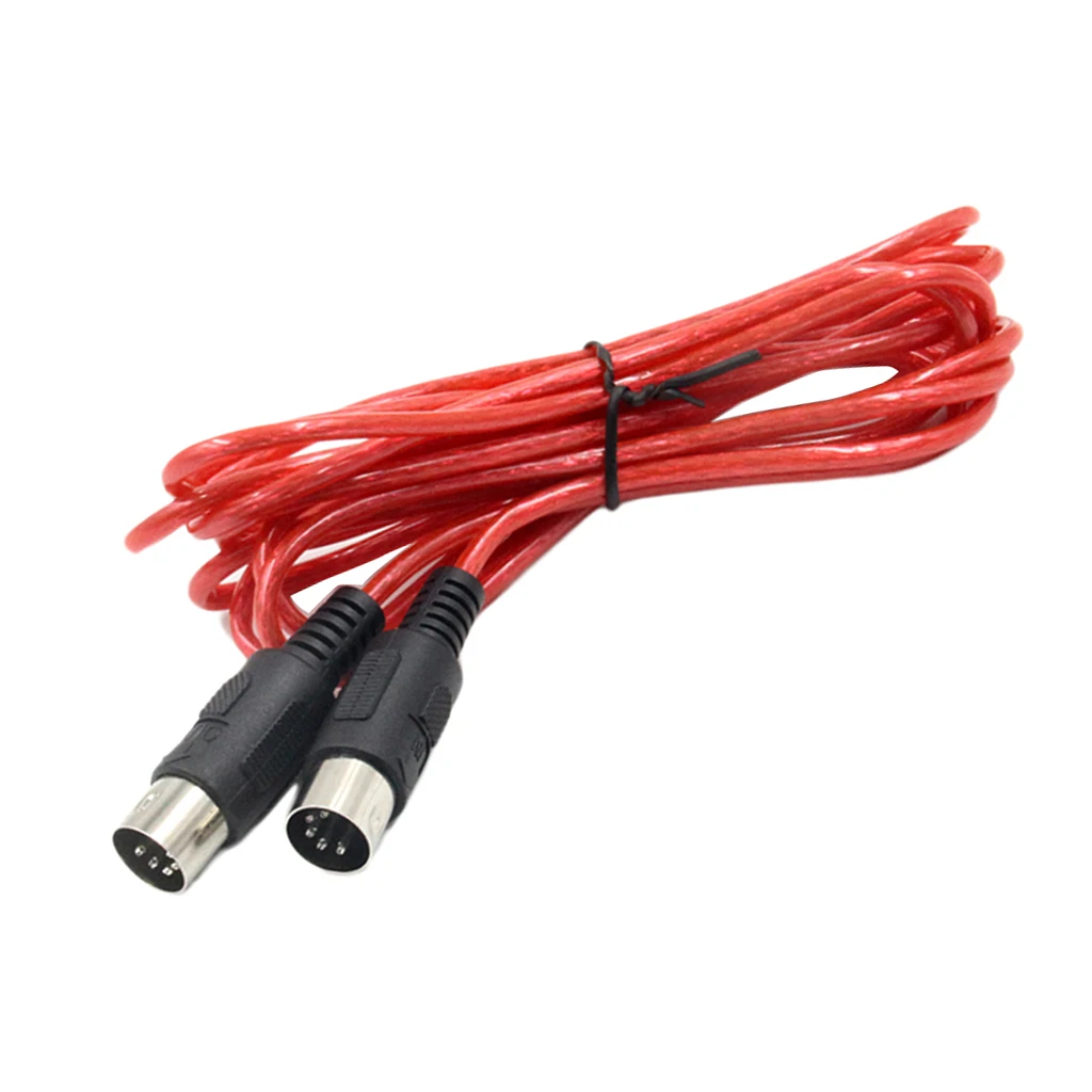 Red 5 Pin Male To 5 Pin Male MIDI Extension Cable Guitar Amplifier Connector 3 Meters