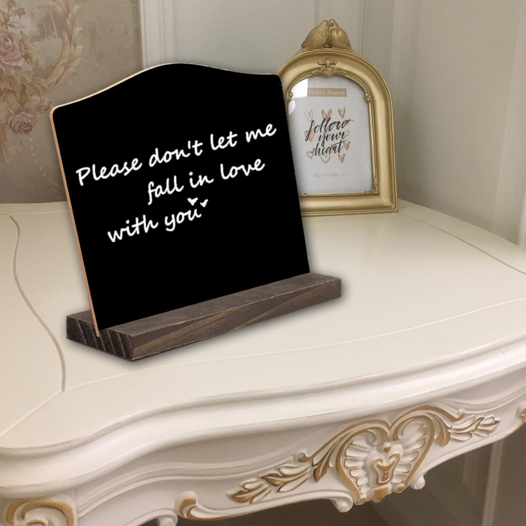 4 x Wooden Mini Blackboard Chalkboard Message Sign Chalk Board Memo Reminder Tags Supporter Stands Base