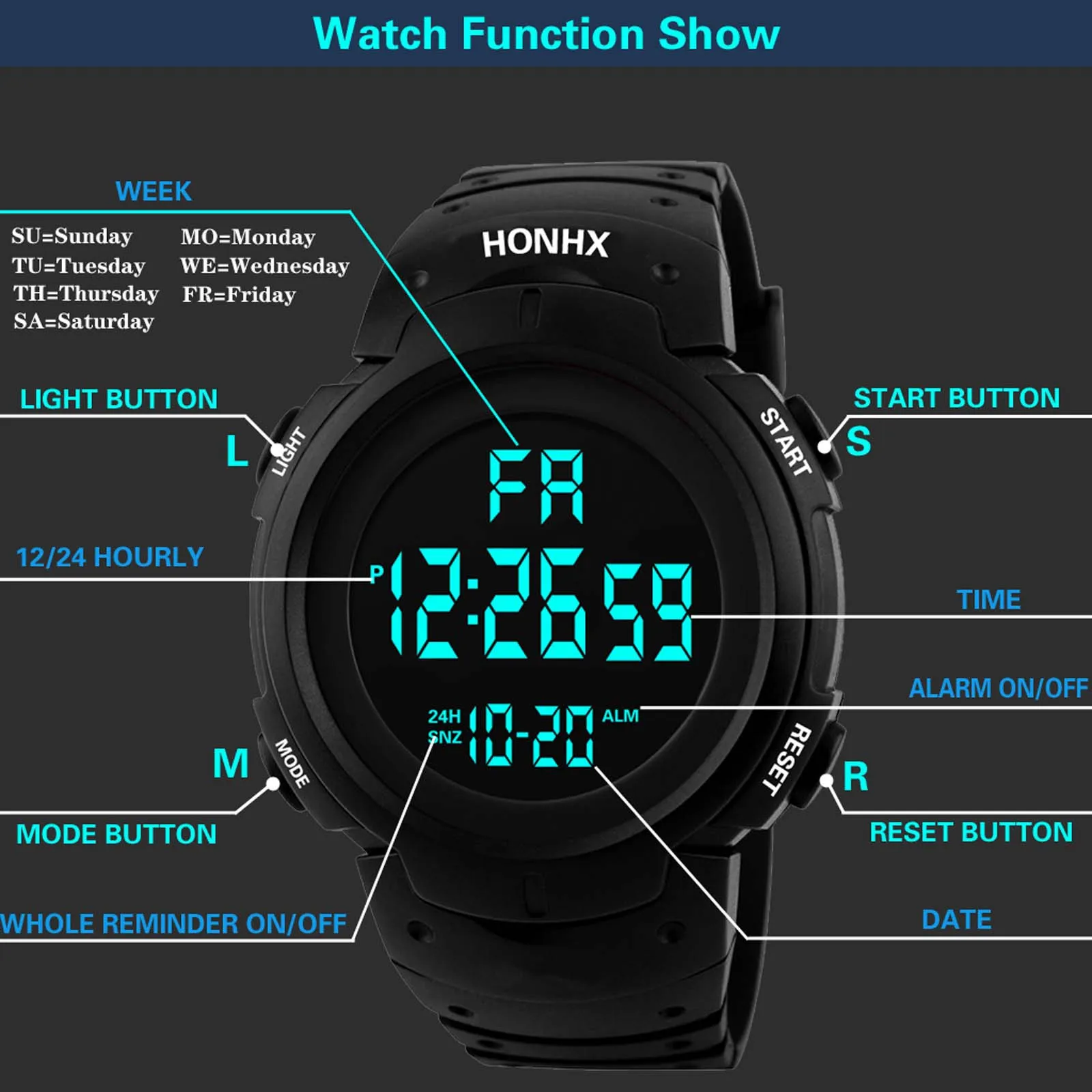 Led часы настройка. Наручные электронные часы Samoa wr50m. Часы HONHX. Электронные часы с секундомером. Часы наручные мужские HONHX.