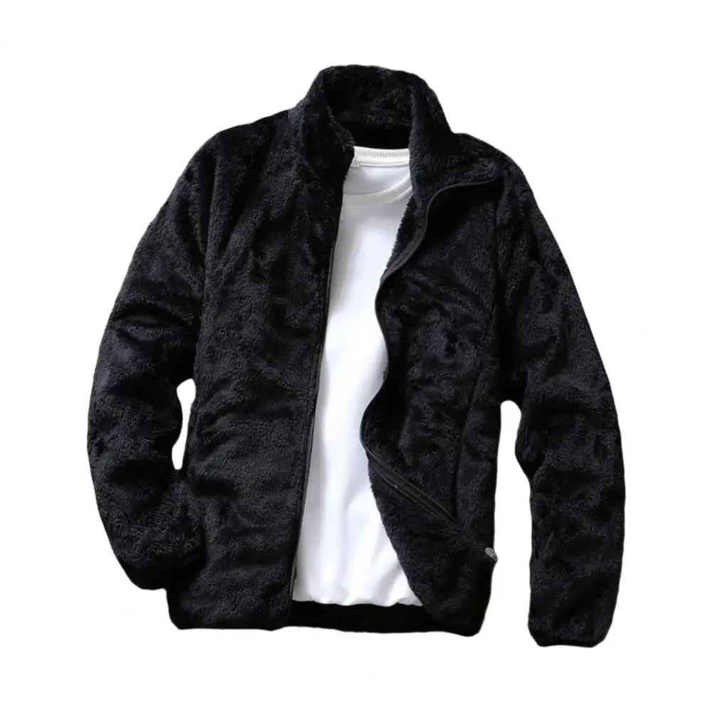 men's coats & jackets Zipper Closure Side Pockets Fleece Winter/Autumn Men's Jacket Double Sided Velvet Stand Collar Warm Cardigan Jacket Outerwear softshell jacket